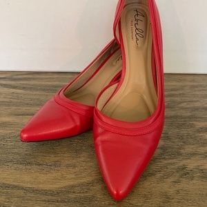 Red Abella Satine D’Orsay pointed toe pumps